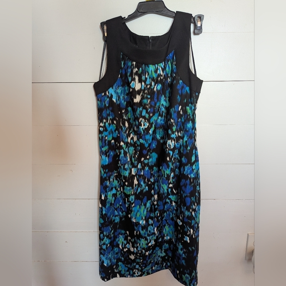 AB Studio Vibrant Blue and Black Midi Dress. Size 4.